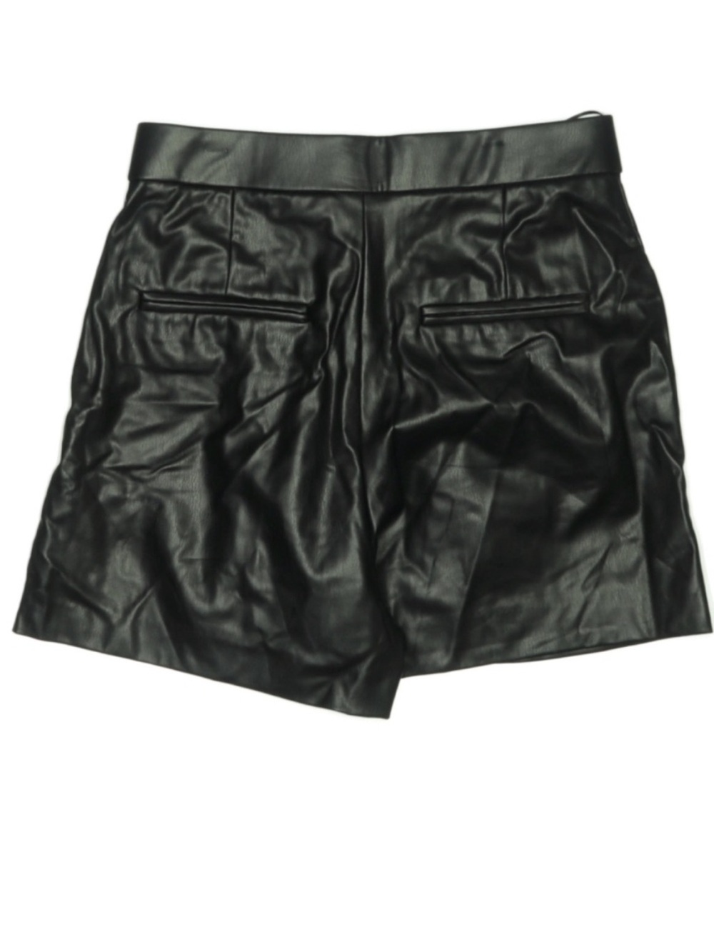 Zara Black Faux Leather High Rise Tailored Shorts Vegan Leather Small - Picture 2 of 4